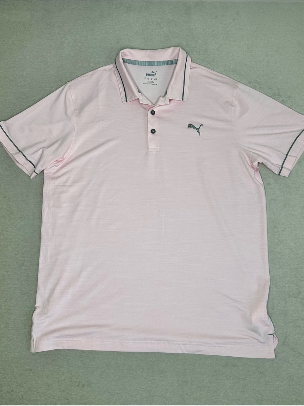 Puma Men’s Pale Pink Polo with Contrast Trim